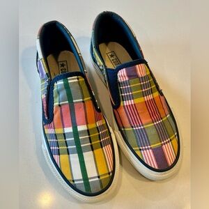 Converse plaid boat slip on shoes